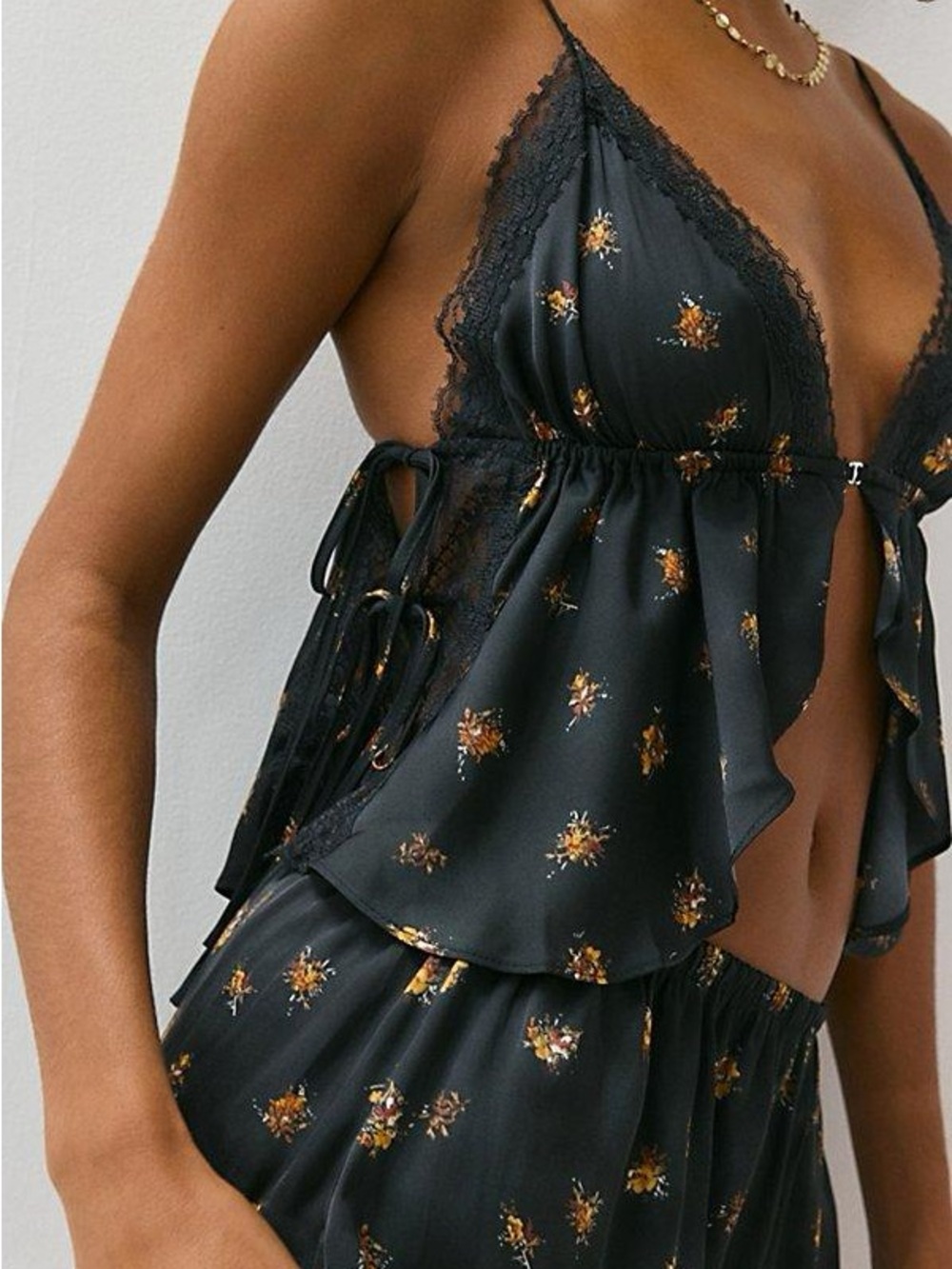 NWOT Urban Outfitters Out From Under Lola Satin Flyaway Lace Cami